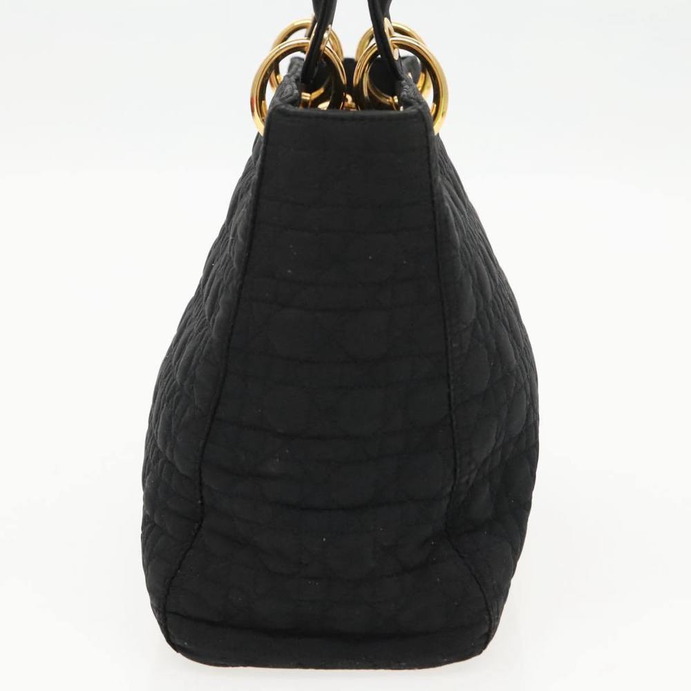 Christian Dior Canage Hand Bag Nylon Black Gold Auth yk15712 - Picture 4 of 16